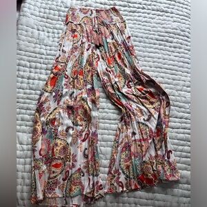 Colorful Paisley Wide-Leg Pants